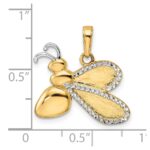 14K and White Rhodium Diamond-cut Bumblebee Pendant - Image 2