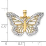 14k and White Rhodium Diamond-cut Butterfly Pendant - Image 4