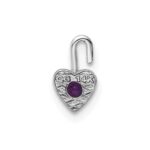 14k White Gold February Synthetic Birthstone Heart Charm - Image 3