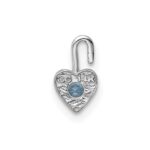 14k White Gold March Synthetic Birthstone Heart Charm - Image 3