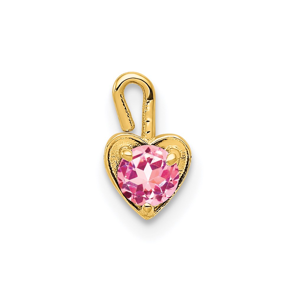M348.jpg 14ky October Synthetic Birthstone Heart Charm - Image 1