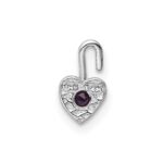 14k White Gold June Synthetic Birthstone Heart Charm - Image 3