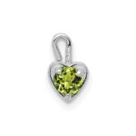 14k White Gold August Synthetic Birthstone Heart Charm