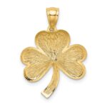 14k Brushed Diamond-cut Shamrock Pendant - Image 3