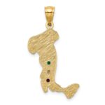 14K Italy Map with Emerald/Ruby/CZ Stones Charm - Image 3