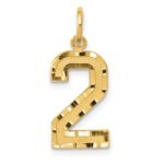 14k Medium Diamond-cut Number 2 Charm