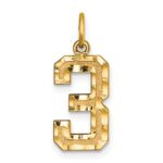 14k Medium Diamond-cut Number 3 Charm