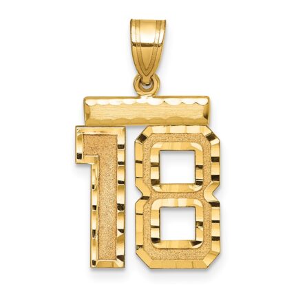 14k Medium Diamond-cut Number 18 Charm