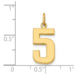 14k Medium Polished Number 5 Charm - Image 4