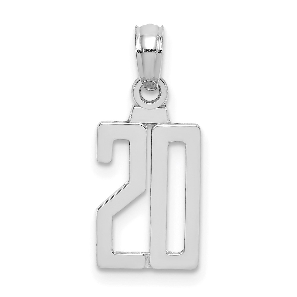 NU20W.jpg 14kw Polished Number 20 Pendant - Image 1