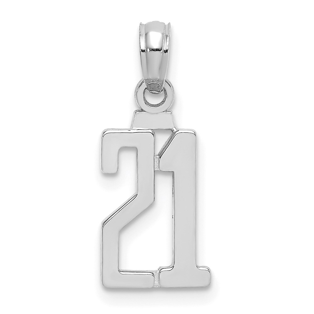 NU21W.jpg 14kw Polished Number 21 Pendant - Image 1