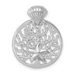 Sterling Silver Rhodium-plated Polished Starfish and Scallop Shell Reef Pendant