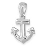 Sterling Silver Rhodium-Plated Polished Anchor Pendant - Image 4