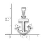 Sterling Silver Rhodium-Plated Polished Anchor Pendant - Image 5