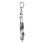 Sterling Silver Rhodium-Plated Polished Anchor Pendant - Image 2