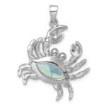 Sterling Silver Rhodium-plated Polished CZ Crab Pendant - Image 3