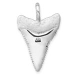 Sterling Silver Rhodium-Plated Brushed and Polished Great White Shark Tooth Pendant - Image 3