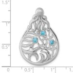 Sterling Silver Rhodium-plated Polished Octopus and Starfish Sea Life Scene Pendant - Image 5