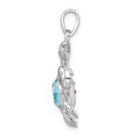 Sterling Silver Rhodium-plated Polished Round Crystal Crab Pendant - Image 2