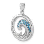 Sterling Silver Rhodium-Plated Polished CZ Wave Pendant - Image 4