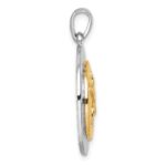 Sterling Silver Rhodium-plated Gold-tone Textured Sand Dollar Pendant - Image 2