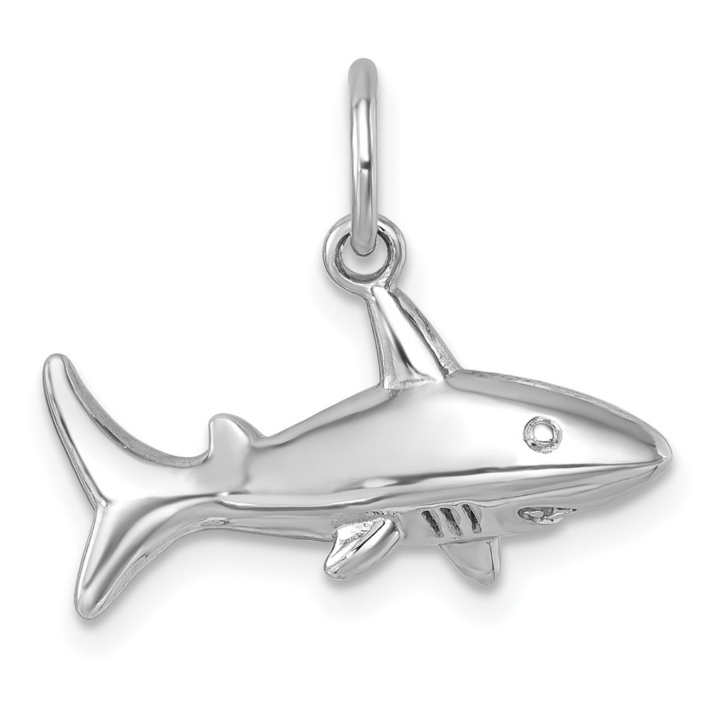 PLP-903.jpg Sterling Silver Rhodium-Plated Polished Shark Pendant - Image 1
