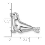 Sterling Silver Rhodium-plated Polished Sea Lion Pendant - Image 5