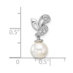 14K White Gold Polished 1/10 carat Diamond and White Freshwater Cultured Pearl Chain Slide - Image 4