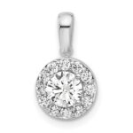14k White Gold 3/4 carat Lab Grown Diamond VS/SI+ G+ Round Complete Halo Pendant