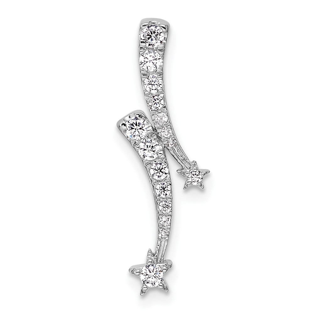 PM10243-025-WAA.jpg 14k White Gold 1/4 carat Lab Grown Diamond VS/SI+ G+ Shooting Star Chain Slide Pendant - Image 1