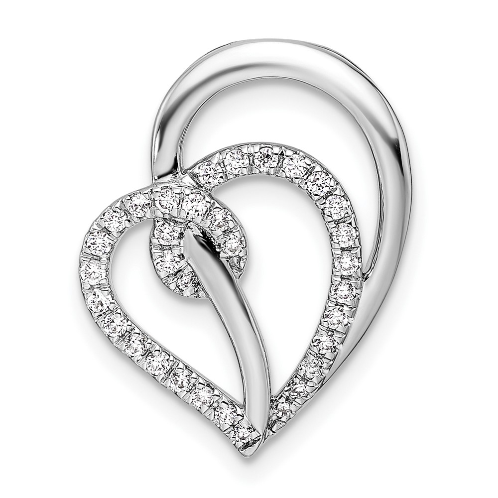 PM10253-025-WAA.jpg 14k White Gold 1/4 carat Lab Grown Diamond VS/SI+ G+ Complete Swirl Heart Chain Slide Pendant - Image 1