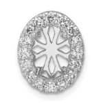 14k White Gold 1/2 carat Lab Grown Diamond VS/SI+ G+ Oval Semi Mount 9.9x6.9mm Center Halo Chain Slide Pendant