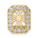 14k 1/2 carat Lab Grown Diamond VS/SI+ G+ Holds 2 carat Radiant Center Semi Mount Halo Chain Slide Pendant