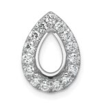 14k White Gold 3/8 carat Lab Grown Diamond VS/SI+ G+ Semi Mount Holds 10.7x7mm Pear Center Halo Chain Slide Pendant