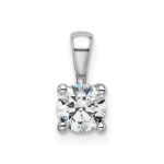 14k White Gold 1/2 carat Lab Grown Diamond VS+ F+ Round Complete Four Prong Pendant