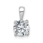 14k White Gold 1 carat Lab Grown Diamond VS+ F+ Round Complete Four Prong Pendant