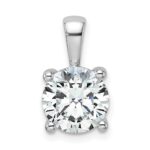 14k White Gold 2 1/2 carat Lab Grown Diamond VS/SI+ G+ Round Complete Four Prong Pendant