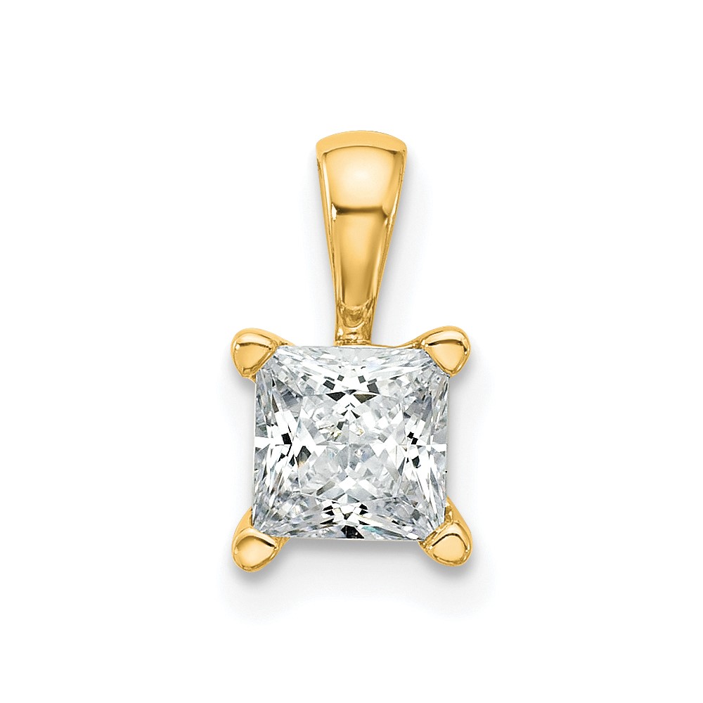 PM10291-075-YAA.jpg 14k 3/4 carat Lab Grown Diamond VS+ F+ Princess Complete Four Prong Pendant - Image 1