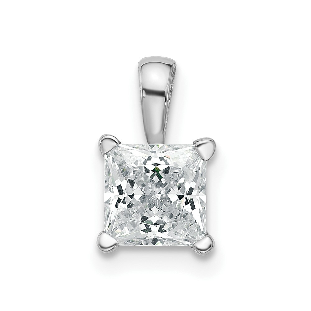 PM10291-100-WAA-1.jpg 14k White Gold 1 carat Lab Grown Diamond VS/SI+ G+ Princess Complete Four Prong Pendant - Image 1