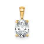 14k 1 carat Lab Grown Diamond VS+ F+ Oval Complete Four Prong Pendant
