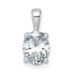 14k White Gold 1 1/2 carat Lab Grown Diamond VS/SI+ G+ Oval Complete Four Prong Pendant