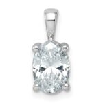 14k White Gold 2 carat Lab Grown Diamond VS+ F+ Oval Complete Four Prong Pendant
