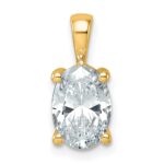 14k 2 carat Lab Grown Diamond VS+ F+ Oval Complete Four Prong Pendant