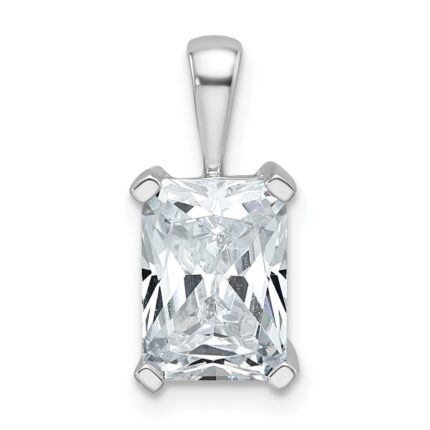 14k White Gold 2 1/2 carat Lab Grown Diamond VS/SI+ G+ Radiant Complete Four Prong Pendant