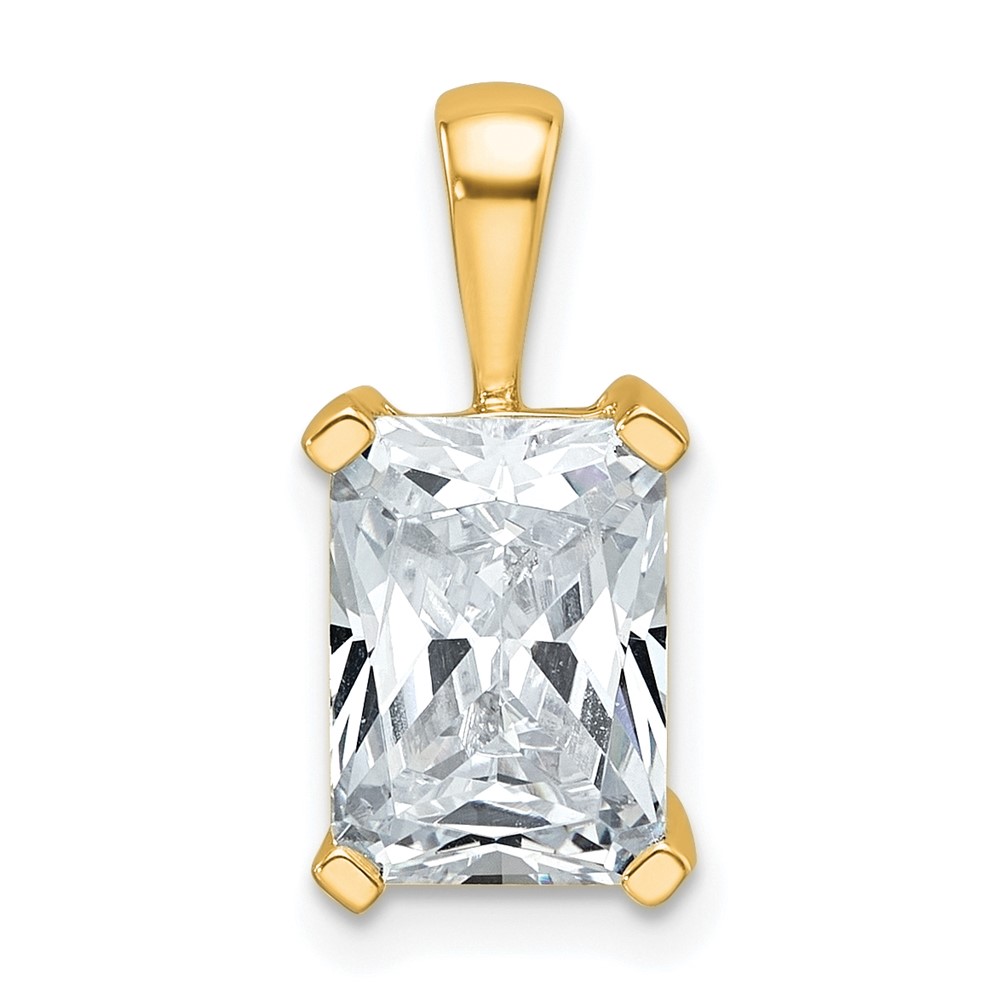 PM10294-250-YAA.jpg 14k 2 1/2 carat Lab Grown Diamond VS+ F+ Radiant Complete Four Prong Pendant - Image 1
