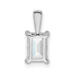 14k White Gold 1 carat Lab Grown Diamond VS/SI+ G+ Emerald Complete Four Prong Pendant - Image 3