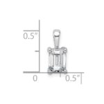 14k White Gold 1 carat Lab Grown Diamond VS+ F+ Emerald Complete Four Prong Pendant - Image 5
