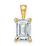 14k 2 1/2 carat Lab Grown Diamond VS+ F+ Emerald Complete Four Prong Pendant