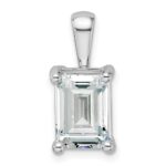 14k White Gold 3 carat Certified Lab Grown Diamond VS+ F+ Emerald Complete Four Prong Pendant