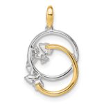 14K Two-tone Polished 1/5 carat Diamond Intertwined Circles Pendant - Image 3